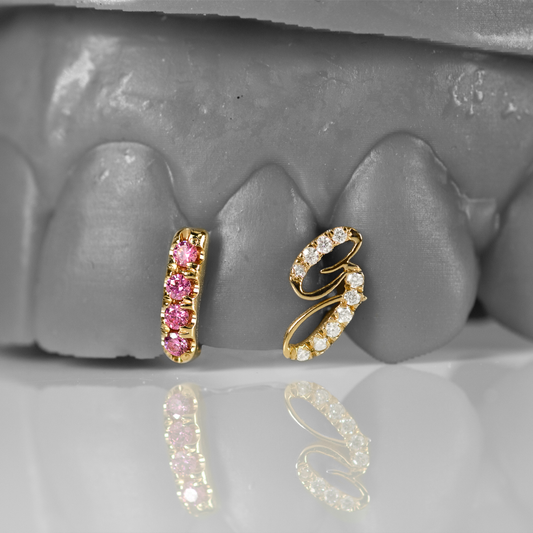Custom Pink Diamond Initial Grill