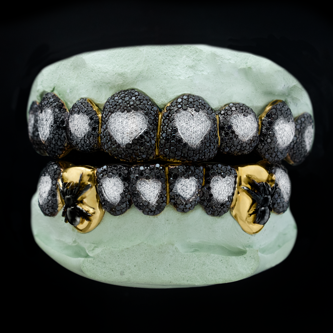 Halloween Black Spider Diamond Grillz SET