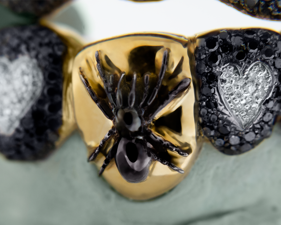 Halloween Black Spider Diamond Grillz SET