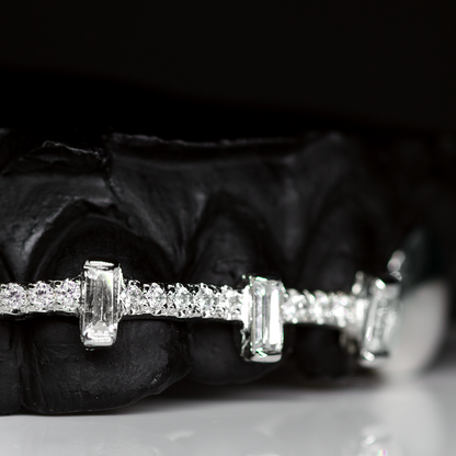 8 Piece Iced Baguette Bridge Grillz