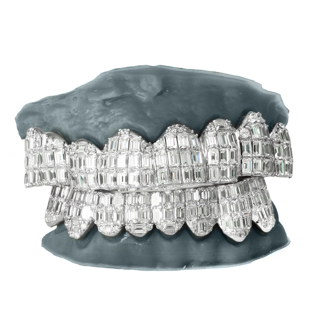 8 Piece Iced Emerald Cut Grillz SET