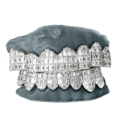 8 Piece Iced Emerald Cut Grillz SET