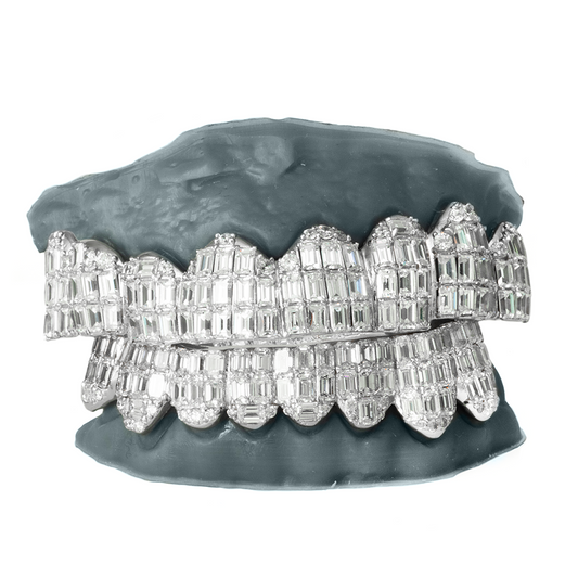 8 Piece Iced Emerald Cut Grillz SET