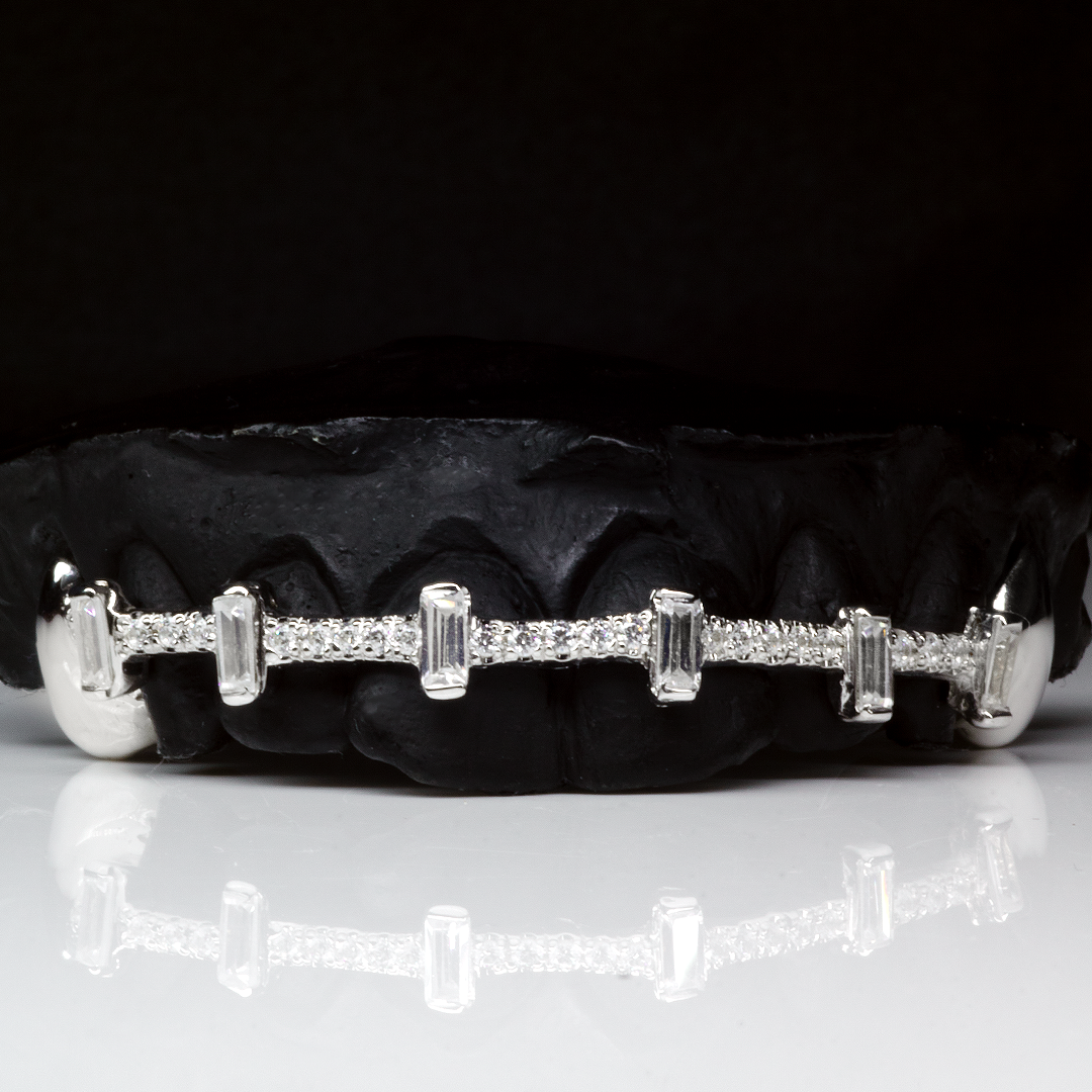 8 Piece Iced Baguette Bridge Grillz