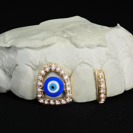 2 Piece Iced Evil Eye Open Face Grillz