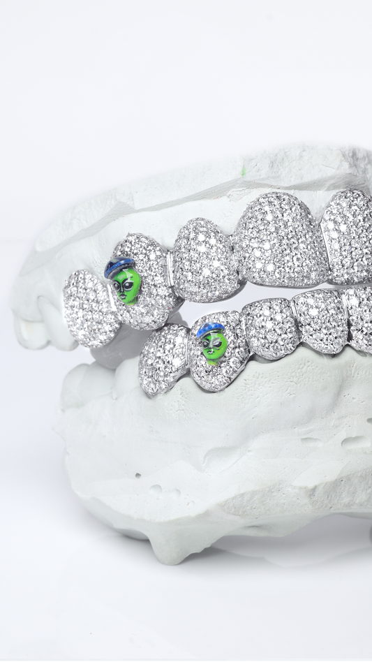 8 Piece Iced Honeycomb Custom Enamel Grillz SET