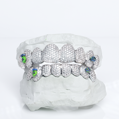 8 Piece Iced Honeycomb Custom Enamel Grillz SET
