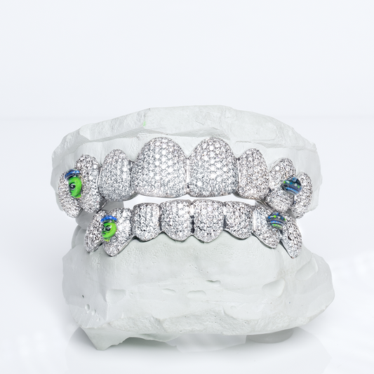 8 Piece Iced Honeycomb Custom Enamel Grillz SET