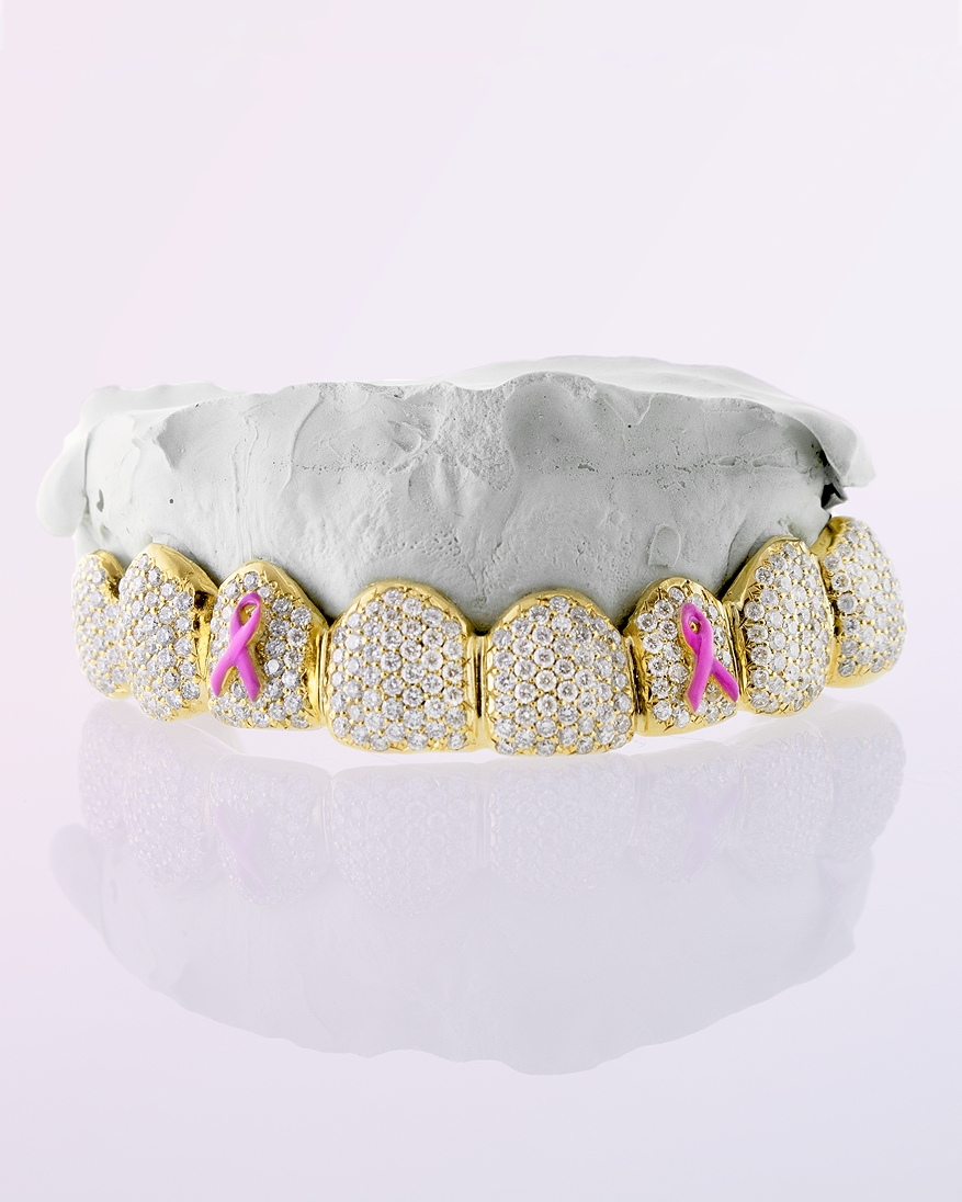 Pink Ribbon Diamond Grillz