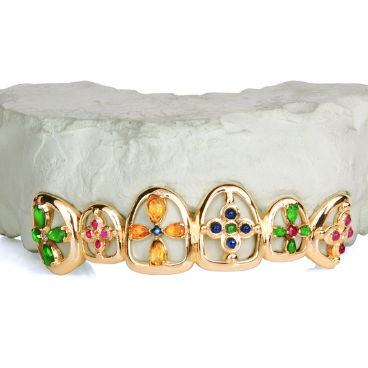6 Piece Flower Open Face Grillz