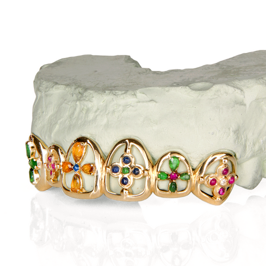 6 Piece Flower Open Face Grillz