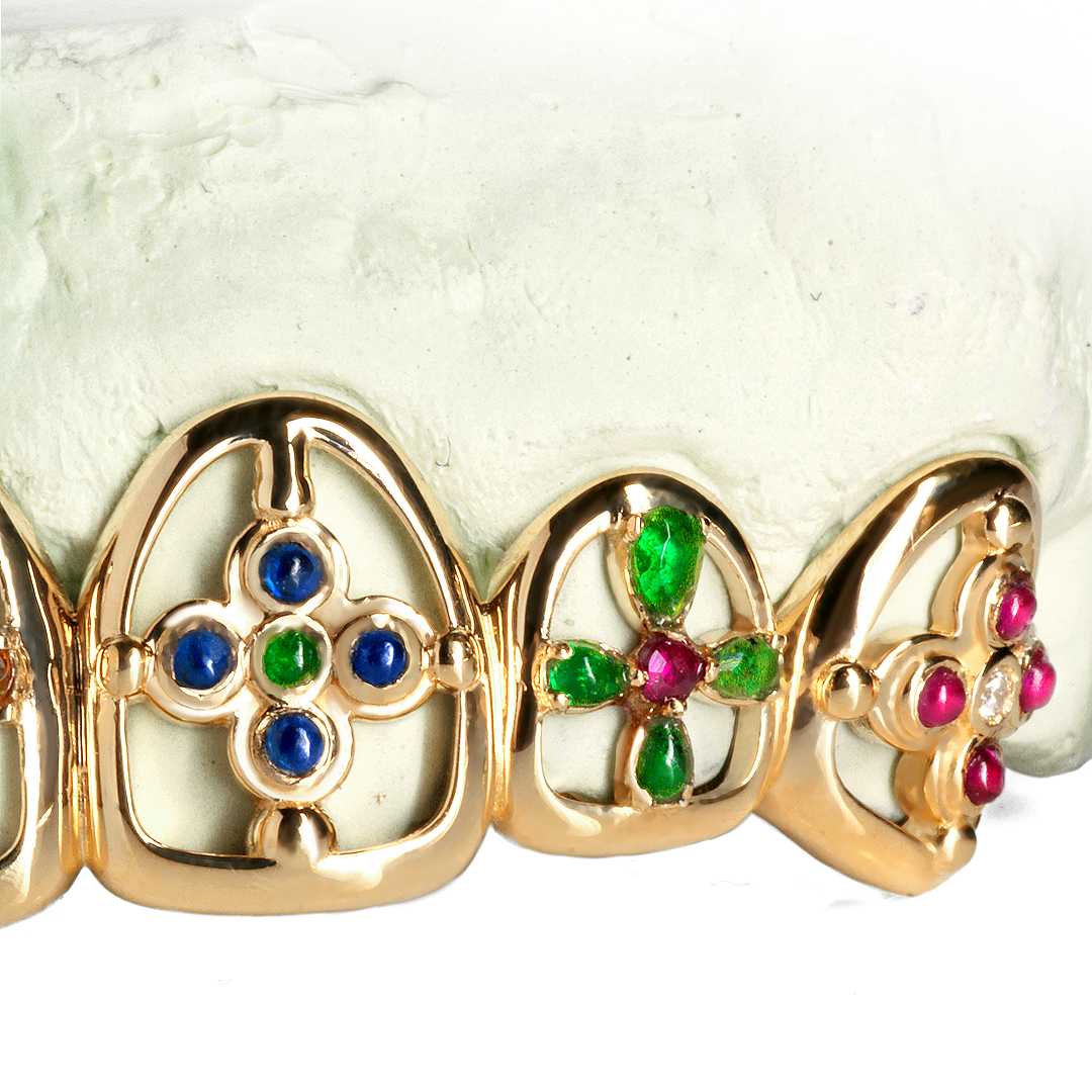 6 Piece Flower Open Face Grillz