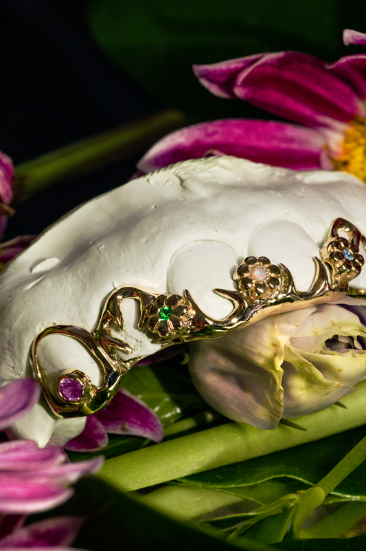 6 Piece Open Face Opal Flower Bridge Grillz