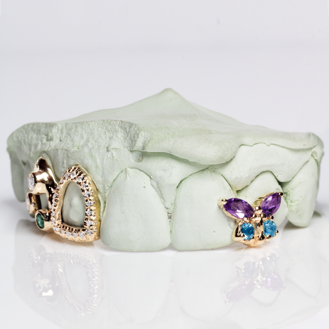 3 Piece Multi Colored Butterfly Filler Grillz