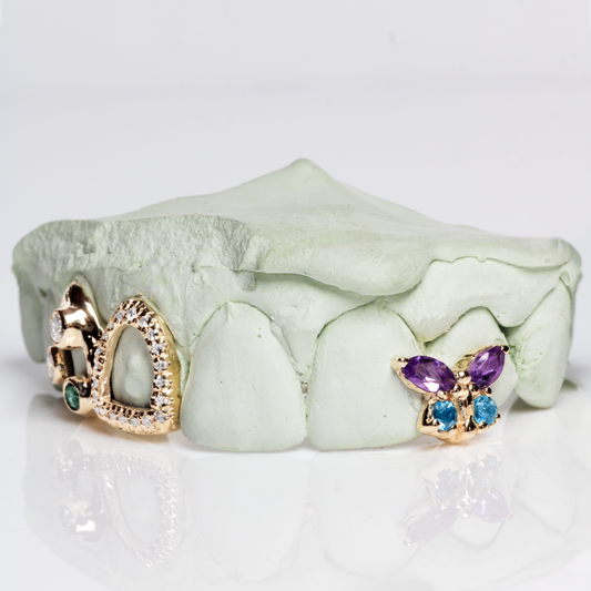 3 Piece Multi Colored Butterfly Filler Grillz