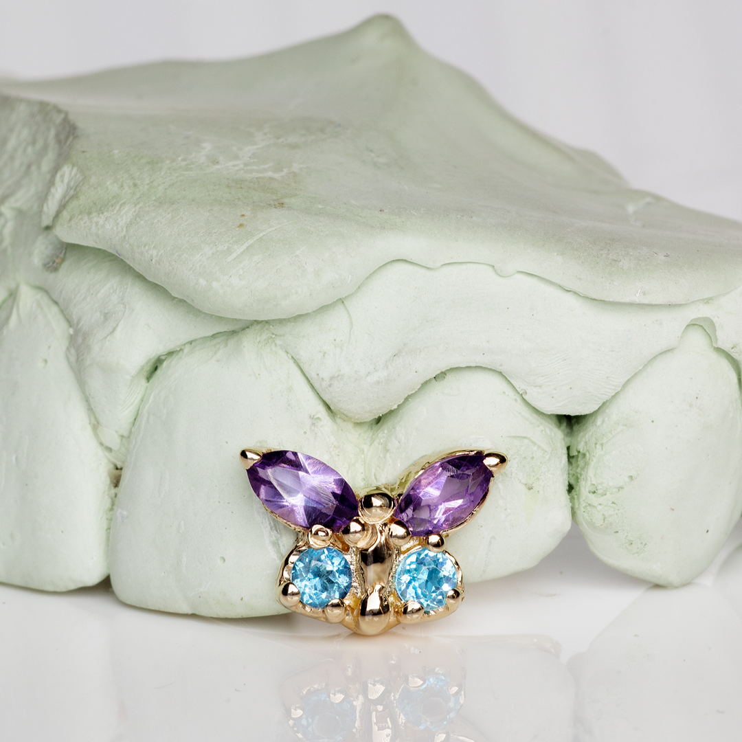 3 Piece Multi Colored Butterfly Filler Grillz