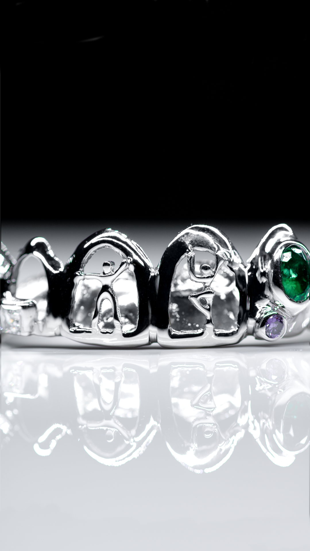 8 Piece Solid Human Cutout Gemstone Grillz