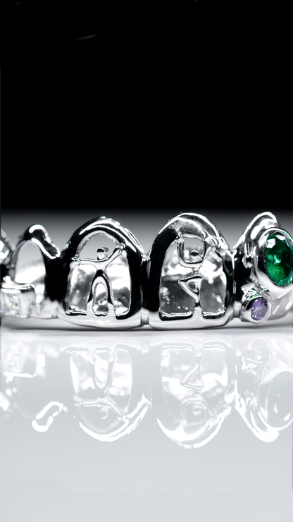 8 Piece Solid Human Cutout Gemstone Grillz