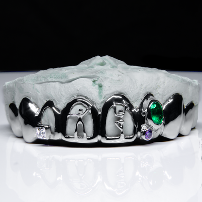 8 Piece Solid Human Cutout Gemstone Grillz