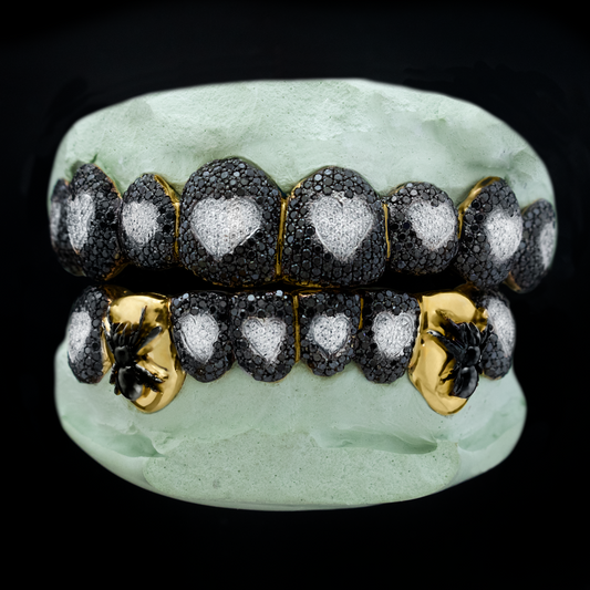 Halloween Black Spider Diamond Grillz SET