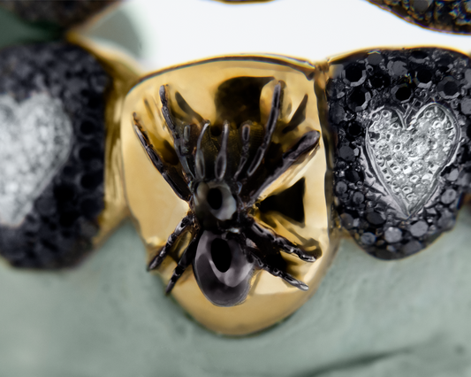 Halloween Black Spider Diamond Grillz SET