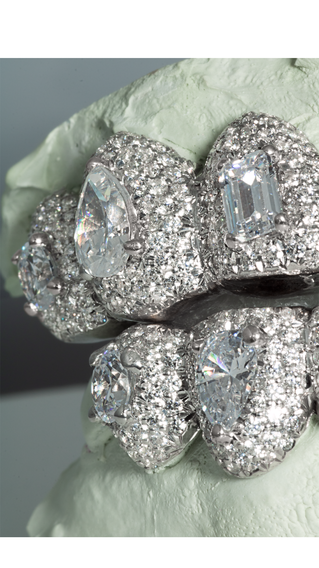 Silver moissanite flagship grillz